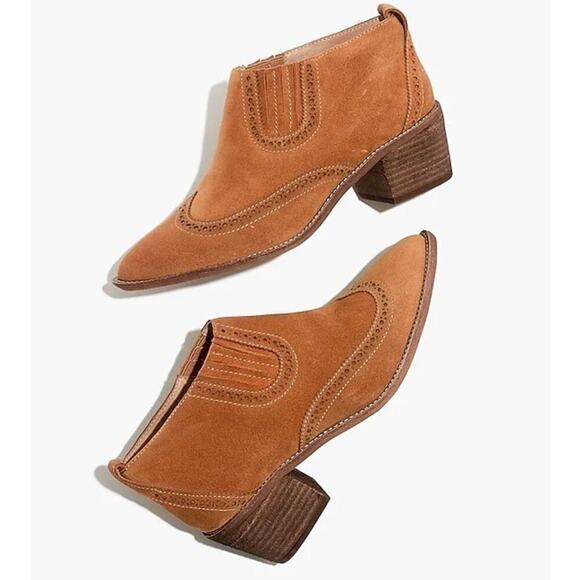 MADEWELL The Grayson Brogue Chelsea Boot suede ankle booties western Oxford Sz 9 - Picture 1 of 10